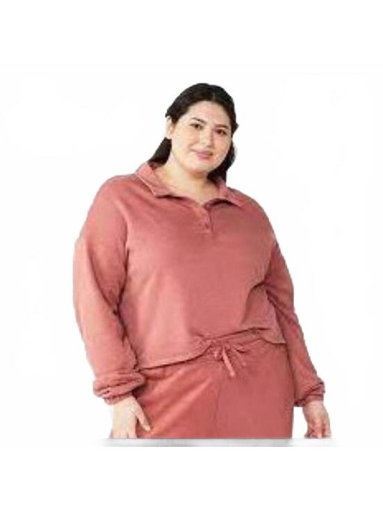SO Tops - Juniors' Plus Size SO® Long Sleeve Fleece Polo - Shabby Mauve color!